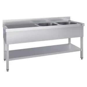 Spültisch ECO - 2000x700mm - mit Grundboden & 2 Becken rechts | klimaneutral produziert - HaustierPro