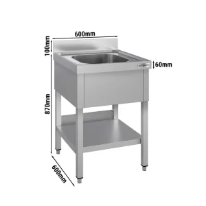 Spültisch ECO - 600x600mm - mit Grundboden & 1 Becken | klimaneutral produziert - HaustierPro