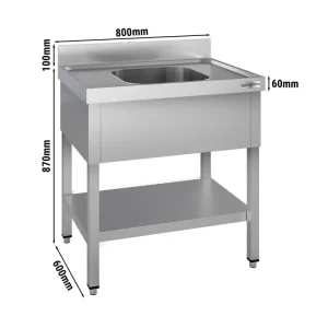 Spültisch ECO - 800x600mm - mit Grundboden & 1 Becken | Öko-Zertifiziert - HaustierPro