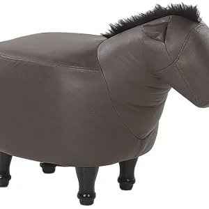 Stallbeleuchtungs- und Tierhocker Lederoptik dunkelbraun Pferdeform HORSE - HaustierPro
