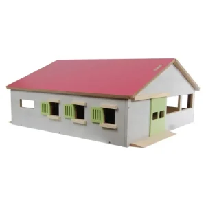Stallboden- und Entmistungs Kids Globe Spielzeug-Pferdestall mit 3 Boxen und Gasse 1:32 - HaustierPro