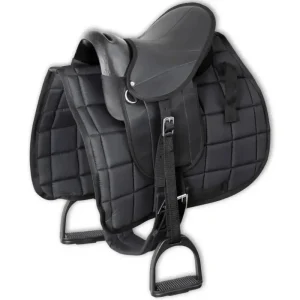 Stoßdämpfende Pony-Sattel-Set 10" Schwarz - HaustierPro