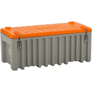 Tierarzt-zugelassen Transport- und Pritschenbox CEMO CEMbox 250, Polyethylen, 250 l, L 1200 x B 600 x H 540 mm, stapelbar, grau/orange - HaustierPro