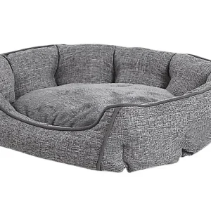 Tierbett CANDIR Leinen Grau mit wasserabweisender Unterlage - HaustierPro