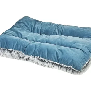 Tierbett ERGANI Samtstoff Blau mit wasserabweisender Unterlage - HaustierPro