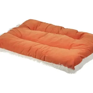 Tierbett ERGANI Samtstoff Orange in Grau - HaustierPro