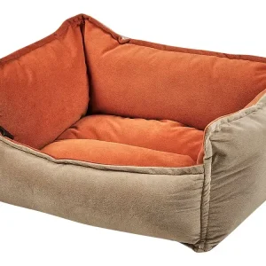 Tierbett IZMIR Samtstoff Orange Hellbraun - HaustierPro