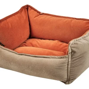 Tierbett IZMIR Samtstoff Orange Sandfarben - HaustierPro