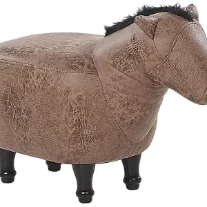Tierhocker Lederoptik hellbraun Pferdeform HORSE aus bruchsicherem Kunststoff - HaustierPro
