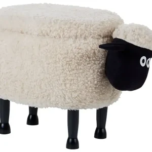 Tierhocker mit Stauraum Felloptik elfenbein Schafform SHEEP - HaustierPro