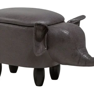 Tierhocker mit Stauraum Lederoptik dunkelgrau Elefantenform ELEPHANT - HaustierPro