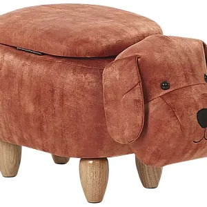 Tierhocker mit Stauraum Samtstoff goldbraun Hundeform DOGGY - HaustierPro