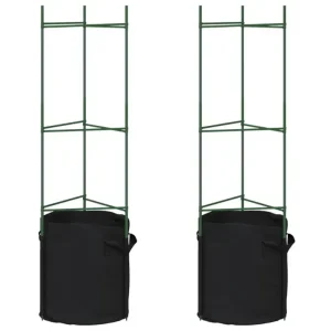 Tomatenkäfig mit Pflanzsack 2 Stk. 116 cm Stahl und PP aus pulverbeschichtetem Metall - HaustierPro
