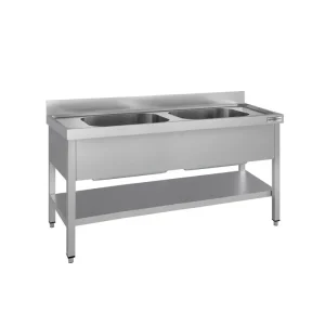 Topfspültisch ECO - 1600x700mm - mit Grundboden & 2 Becken - HaustierPro