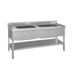 Topfspültisch ECO - 1800x700mm - mit Grundboden & 2 Becken - aus recyceltem Material - HaustierPro