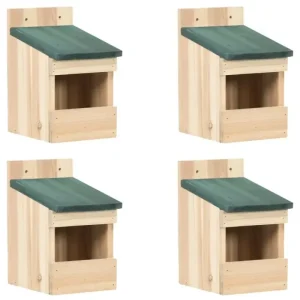 Transparente Füllstand- Vogelhäuser 4 Stk. 12x16x20 cm Tannenholz Nisthilfe Nistkasten - HaustierPro