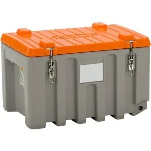 Transport- und Pritschenbox CEMO CEMbox 150, Polyethylen, 150 l, L 800 x B 600 x H 530 mm, stapelbar, grau/orange für den sicheren Transport - HaustierPro