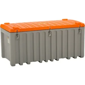 Transport- und Pritschenbox CEMO CEMbox 750, Polyethylen, 750 l, L 1700 x B 840 x H 800 mm, stapelbar, mit Seitentür, grau/orange - HaustierPro