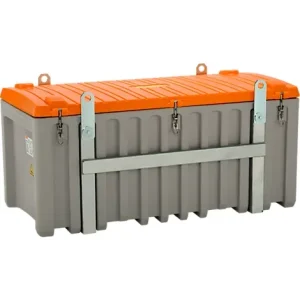 Transport- und Pritschenbox CEMO CEMbox 750, Polyethylen, 750 l, L 1700 x B 860 x H 800 mm, stapelbar, kranbar, mit Seitentür, grau/orange - HaustierPro