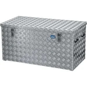 Transportkiste, Aluminium-Riffelblech mit Gasdruckdämpfer, 250 l mit Belüftungsgitter - HaustierPro