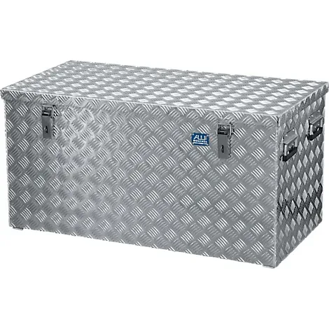 Transportkiste, Aluminium-Riffelblech mit Gasdruckdämpfer, 250 l mit Belüftungsgitter - HaustierPro