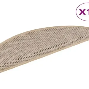 Treppenmatten Selbstklebend Sisal 15 Stk. 65x21x4 cm Hellbeige - HaustierPro