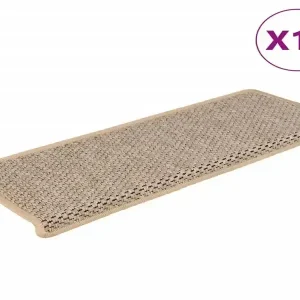 Treppenmatten Selbstklebend Sisal 15 Stk. 65x21x4 cm Hellbeige - HaustierPro