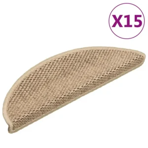Treppenmatten Selbstklebend Sisal-Optik 15 Stk. 56x17x3 cm Sand - HaustierPro