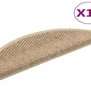 Treppenmatten Selbstklebend Sisal-Optik 15 Stk. 56x17x3 cm Sand - HaustierPro