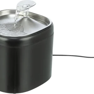TRIXIE Aqua Pure Trinkbrunnen für Hunde & Katzen – Edelstahlschale, 2 L, Wasserstandsanzeige