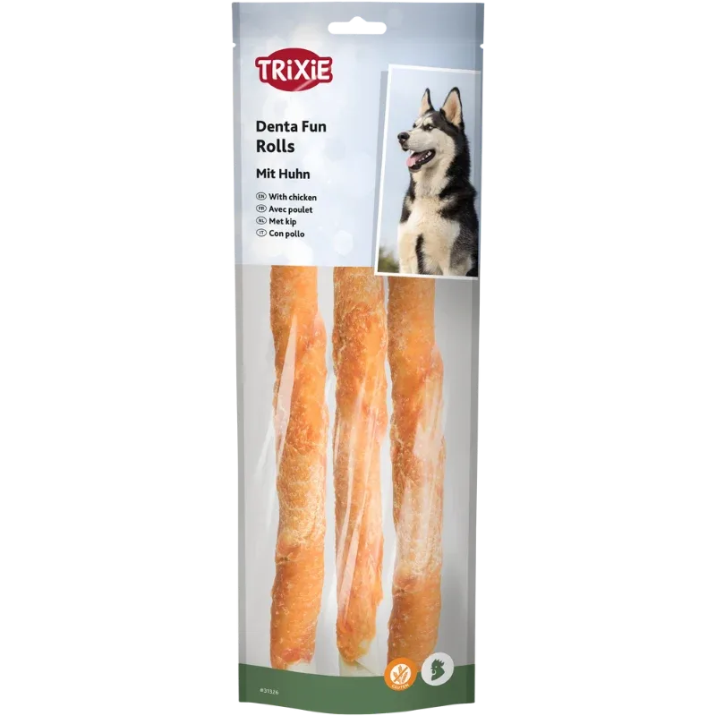 TRIXIE Denta Fun Kaurollen Huhn 250 g (3 Stück)