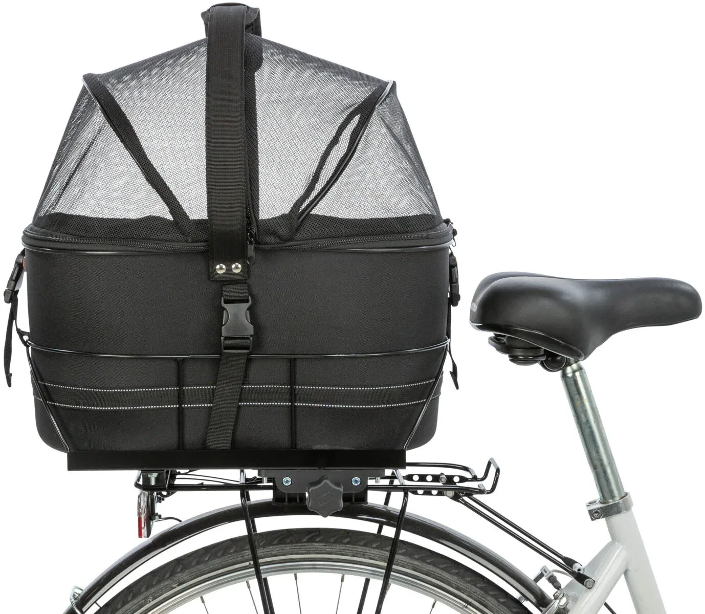 TRIXIE Hundefahrradkorb Gepäckträger – bis 6 kg, Netz-Abdeckung, Kurzleine, schwarz - Image 2