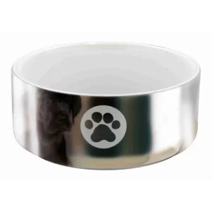 Trixie Keramiknapf mit Motiv 300 ml 12 cm silber/weiß | 53259 - HaustierPro