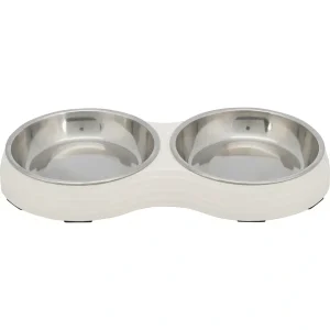 TRIXIE Napf-Set flach Melamin/Edelstahl weiß 2 x 0,2 l | DAS FUTTERHAUS
