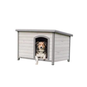 TRIXIE natura Hundehütte Classic m. Flachdach grau - M-L: 104x72x68 cm