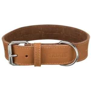 TRIXIE Rustic Fettleder-Halsband Heartbeat braun, L, 47–55 cm/40 mm