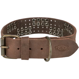 TRIXIE Rustic Fettleder-Halsband Nieten, extra breit