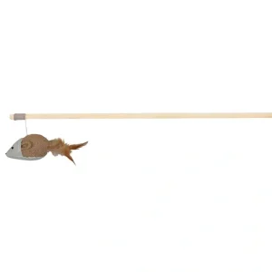 TRIXIE Spielangel Maus mit Federn beige 50 cm | DAS FUTTERHAUS