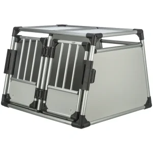 TRIXIE Transportbox doppelt Aluminium hellgrau, silber 93x64x83 cm | DAS FUTTERHAUS