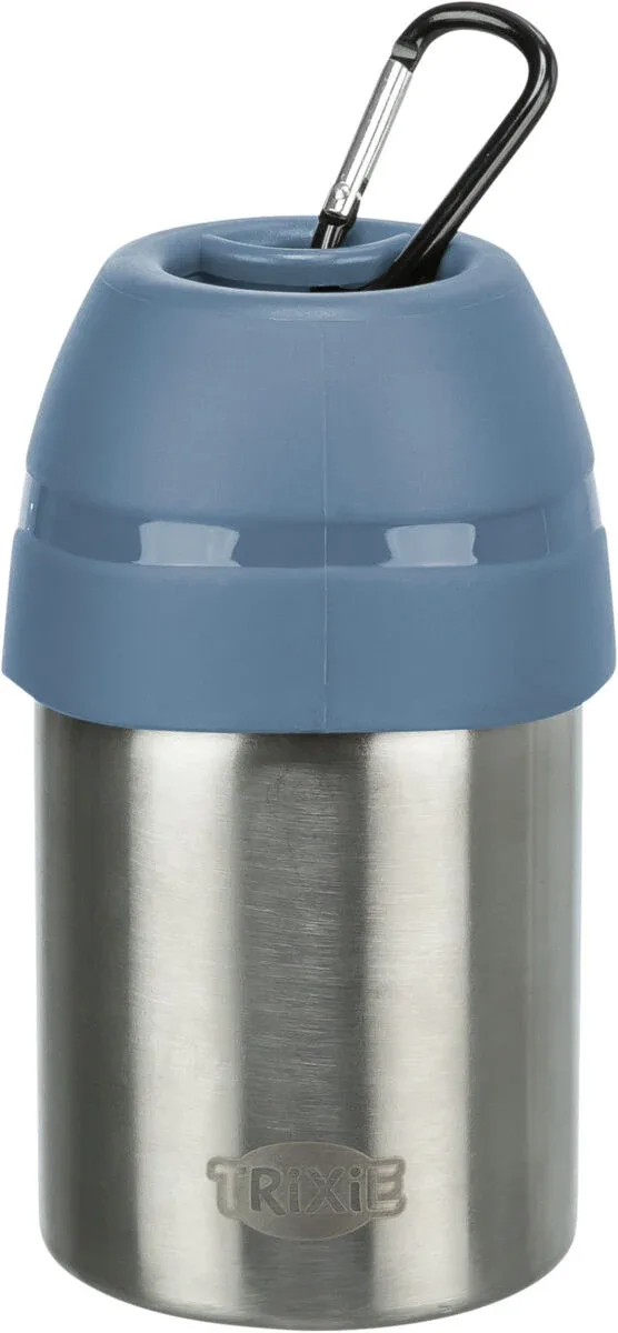 TRIXIE Trinkflasche Hund mit Napf-Deckel – Edelstahl, Karabiner, 300 ml & 750 ml