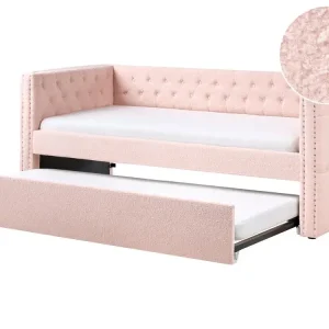 Trundle Bed Boucle GASSIN 90 x 200 cm (EU Einzel- Pastel Pink - HaustierPro