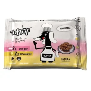 TufTuf Nassfutter für Hunde – Sortenmix Beutel 4 x 100 g