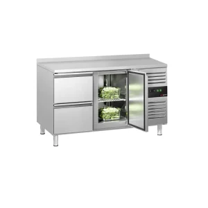 Umweltfreundliches Kühltisch ECO - 1360x700mm - mit 1 Tür & 2 Schubladen & mit Aufkantung - HaustierPro