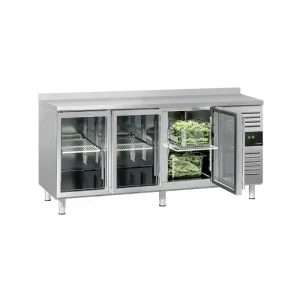 Umweltfreundliches Kühltisch ECO - 1800x700mm - mit 3 Glastüren & Aufkantung - HaustierPro