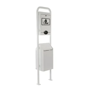 Unterlage RENNER Hundetoilette Typ 7077-30 mit integriertem Beutelspender, Behälter u. Rohrrahmen-Ständer - HaustierPro