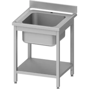 Upgecyceltes Stalgast Spültisch ECO mit Grundboden, mit einem Becken, mit Aufkantung, Selbstmontage - HaustierPro