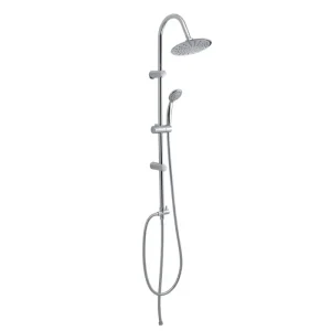 Verstellbare Duschsäule mit rundem Duschkopf, Handbrause mit 5 Strahlen und 2-Wege-Umschalter Leicht 00 von Gedy - 104cm/Chrom - HaustierPro