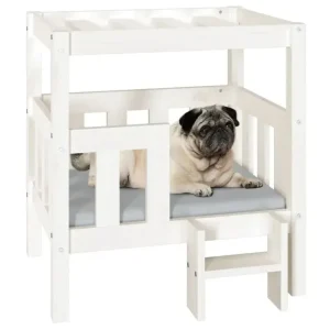 vidaXL Hundebett Weiß 65,5x43x70 cm Massivholz Kiefer für Hundesofa & Auto - HaustierPro
