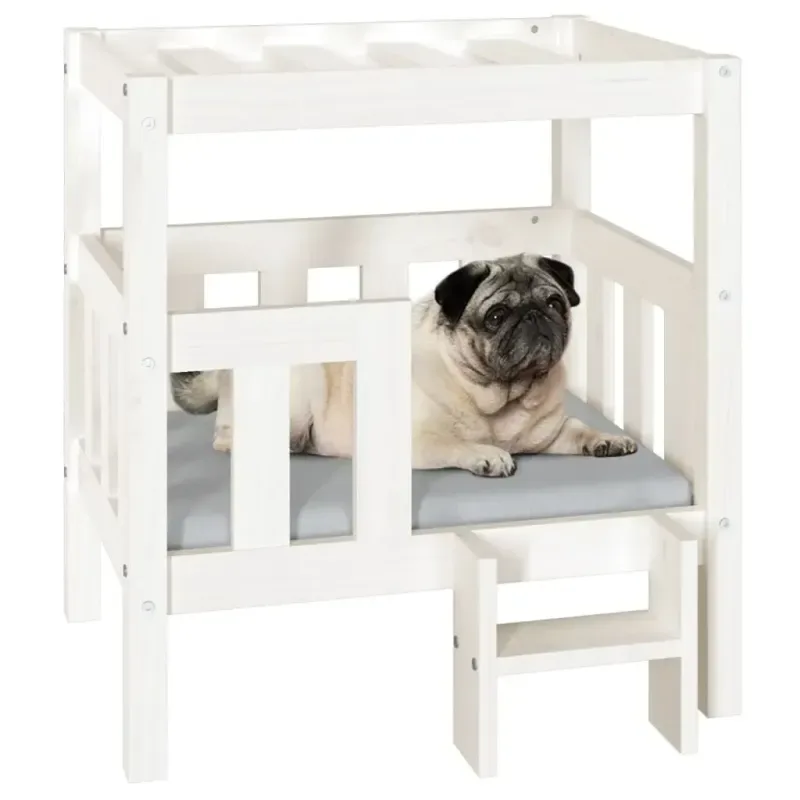 vidaXL Hundebett Weiß 65,5x43x70 cm Massivholz Kiefer für Hundesofa & Auto - HaustierPro