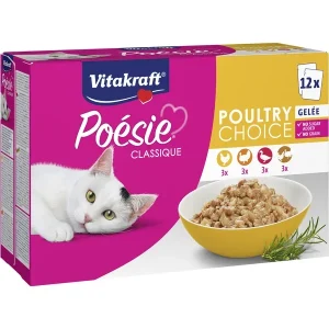 Vitakraft Poésie Classique in Gelée 3x mit Huhn, 3x mit Geflügel, 3x mit Pute, 3x mit Ente 1kg | DAS FUTTERHAUS